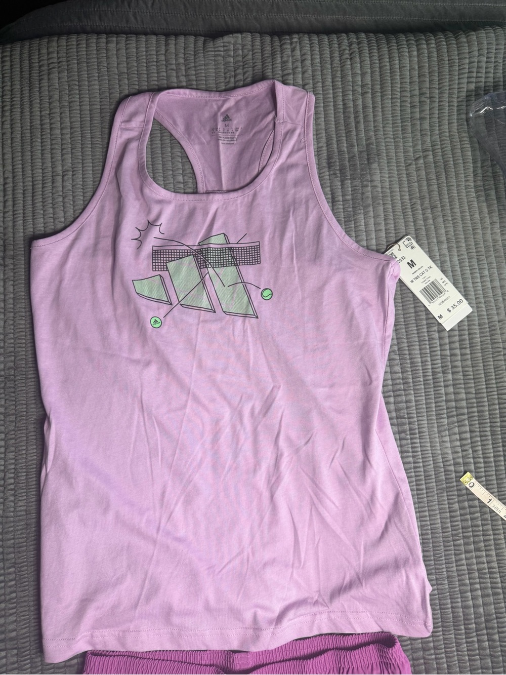 Adidas Women's pink Graphic Racerback Tank Top szM NWT
